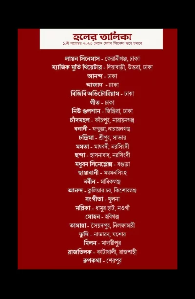 সিনেমার হল লিস্ট 