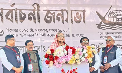  তারাগঞ্জের জনসভায় প্রধানমন্ত্রী। ছবি: ফোকাস বাংলা