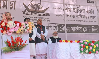  তারাগঞ্জের জনসভায় প্রধানমন্ত্রী। ছবি: ফোকাস বাংলা