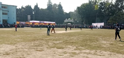 সাকিবের পক্ষে নির্বাচণী প্রচারণার অংশ হিসেবে মাগুরায় জাতীয় দলের খেলোয়াড়দের প্রীতি ক্রিকেট ম্যাচ। ছবি: দেশ রূপান্তর