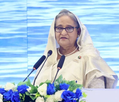 &lsquo;দ্য টেরিটোরিয়াল ওয়াটারস অ্যান্ড মেরিটাইম জোন অ্যাক্ট-১৯৭৪&rsquo;-এর সুবর্ণজয়ন্তী উপলক্ষে আয়োজিত অনুষ্ঠানে প্রধানমন্ত্রী। ছবি: ফোকাস বাংলা