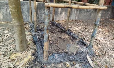 আগুনে পুড়ে যাওয়ার পর কবর। ছবি : দেশ রূপান্তর