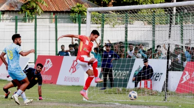 গোল করছেন ইব্রাহীম। ছবি: বাফুফে