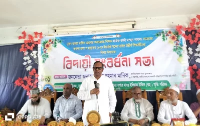 বক্তব্য দিচ্ছেন সুনামগঞ্জ-৫ আসনের সংসদ সদস্য মহিবুর রহমান মানিক। 