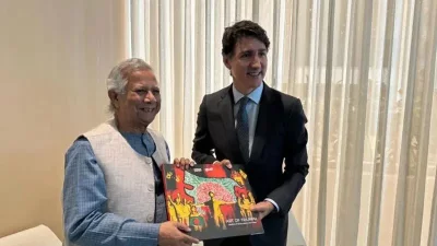 কানাডার প্রধানমন্ত্রী জাস্টিন ট্রুডোর সঙ্গে বৈঠক করেছেন অধ্যাপক ড. মুহাম্মদ ইউনূস।
