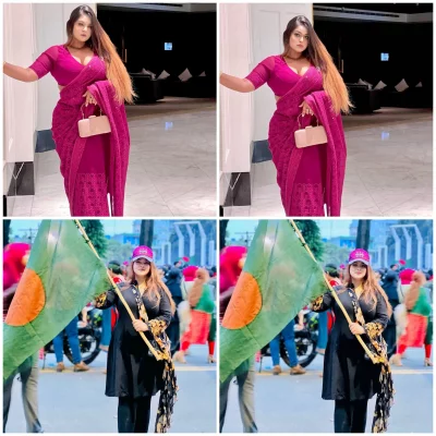 ডানে সাহারার মুখ বসানো ছবি,বামে আসল ছবি ( ওপর ও নিচে) 