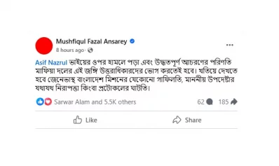 মুশফিকুল ফজল আনসারীর ফেসবুক পোস্ট।