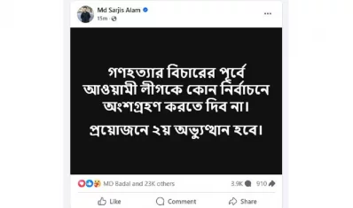 সারজিস আলমের ফেসবুক পোস্ট।