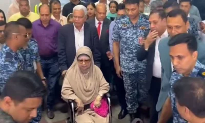 লন্ডনের হিথ্রো বিমানবন্দরে খালেদা জিয়া