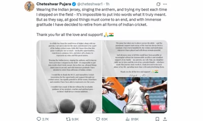 টুইটারে বিদায়ী বার্তা দিয়েছেন চেতেশ্বর পূজারা।