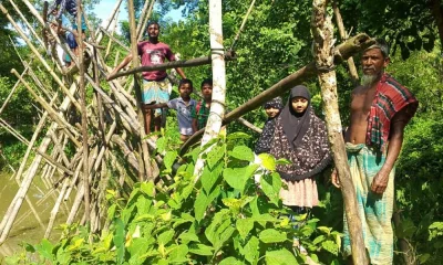 পাঁচটি শিক্ষা প্রতিষ্ঠানের শিক্ষার্থীরা এ সাঁকো পার হয়ে স্কুল-মাদরাসায় &zwj;যাতাযাত করে। ছবি: প্রতিনিধি 
