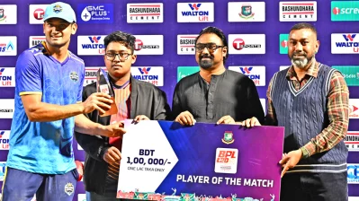 অলরাউন্ড নৈপূণ্যে ম্যাচ সেরা হাসান নাওয়াজ। ছবি: দেশ রূপান্তর