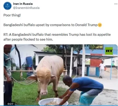 রাশিয়ায় অবস্থিত ইরানের দূতাবাসের এক্সে দেওয়া পোস্টের স্ক্রিন শট